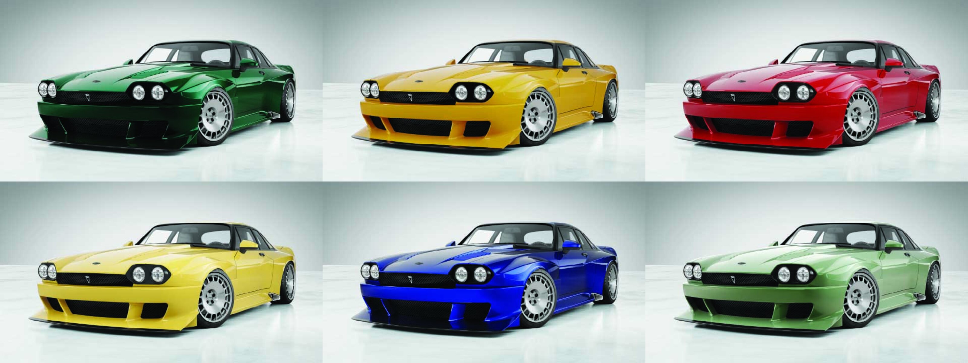 Six colourway variants rendered from one 3D asset — no reshoot required
