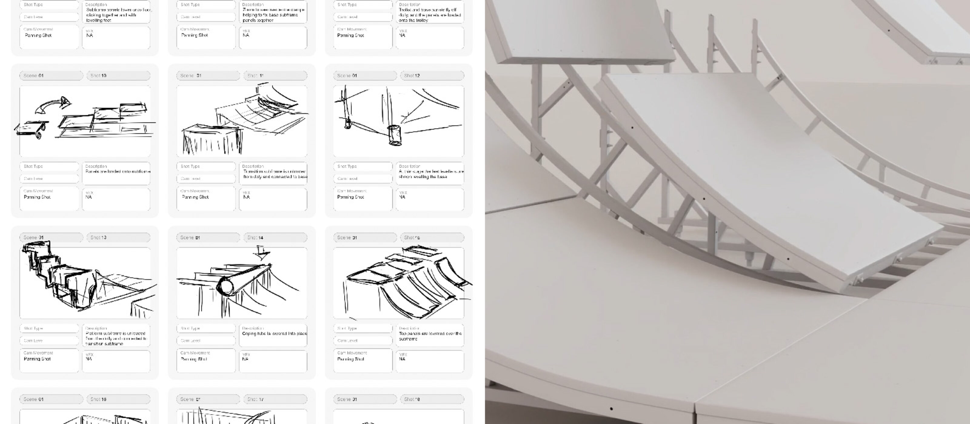 Storyboard to 3D animatic — pre-production sequence